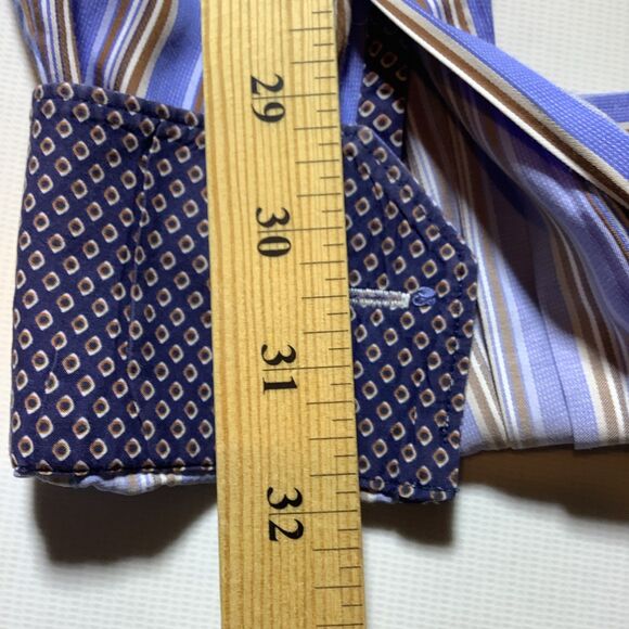 Bugatchi Uomo Men’s  Dress Shirt, Flip Cuff Blue Large - Picture 9 of 9